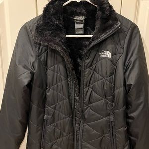 Black The North Face fleece lined jacket. Hardly worn, very good quality.